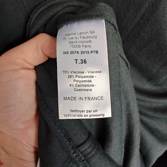 Lanvin Sleeveless Dress Green Draped Zipper Shoulder Cashmere‎ Jersey 2019 36 - Picture 9 of 12